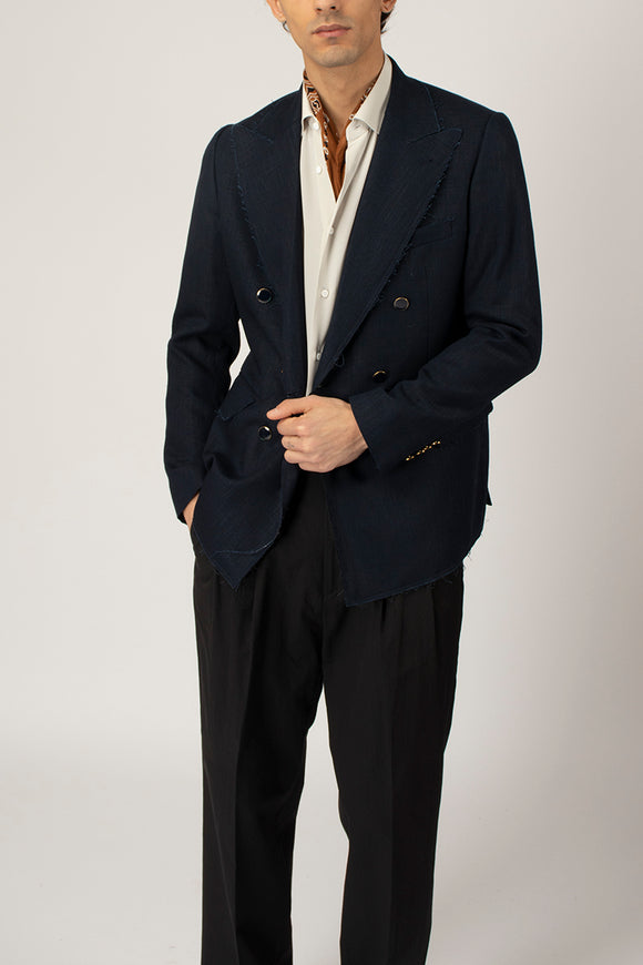  Giacca Doppiopetto Raw Cut Reveres 1949 Uomo Blu - 1