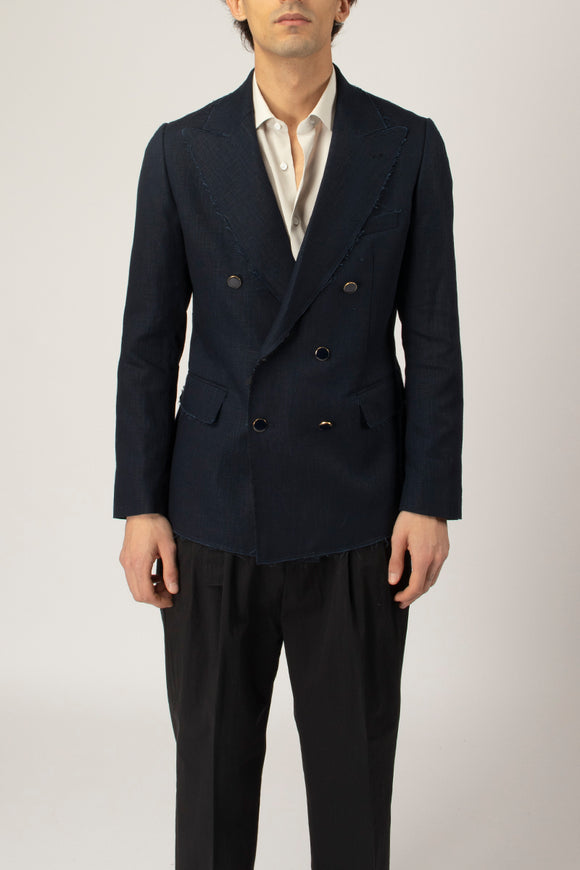  Giacca Doppiopetto Raw Cut Reveres 1949 Uomo Blu - 2