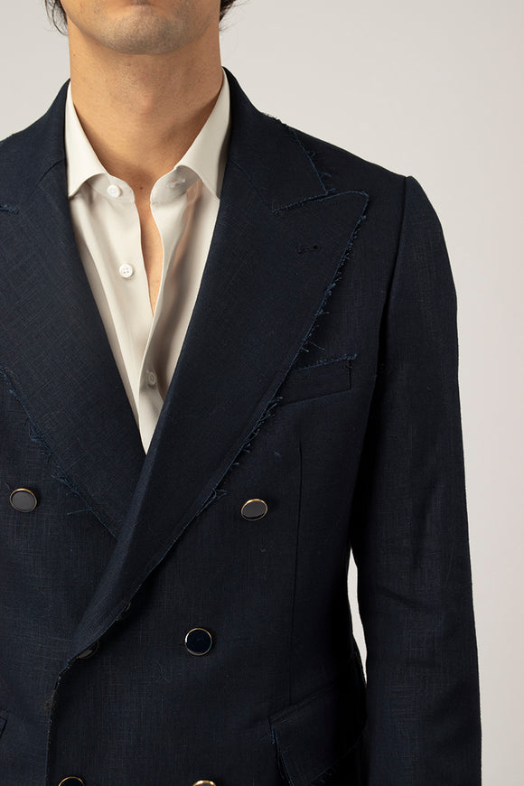  Giacca Doppiopetto Raw Cut Reveres 1949 Uomo Blu - 6