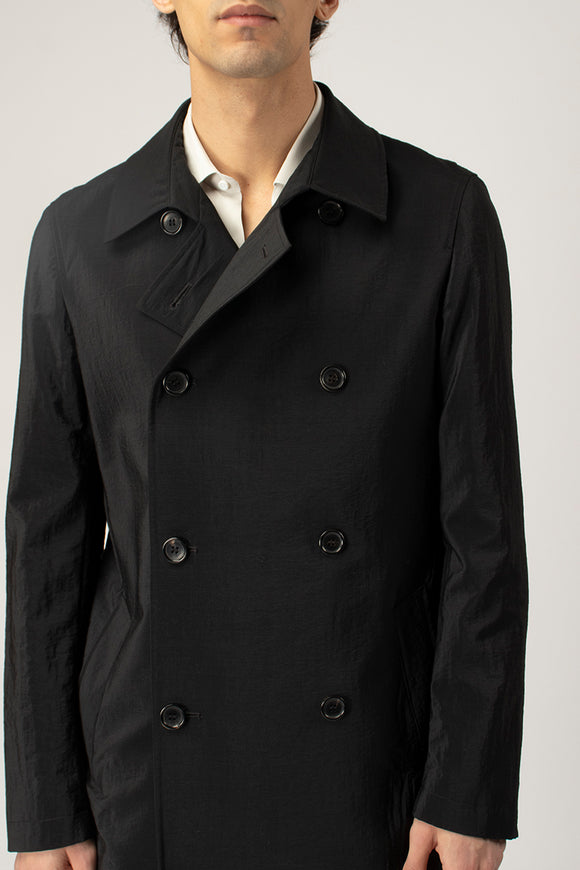  Trench Crepe Vitale Barberis Canonico Reveres 1949 Uomo Nero - 5