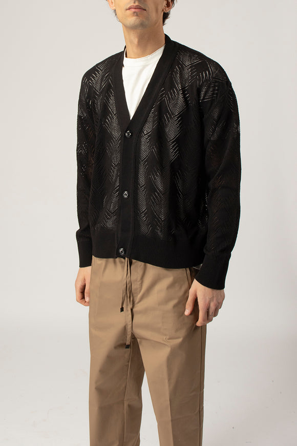  Cardigan Traforé Palma Officina 36 Uomo Nero - 4