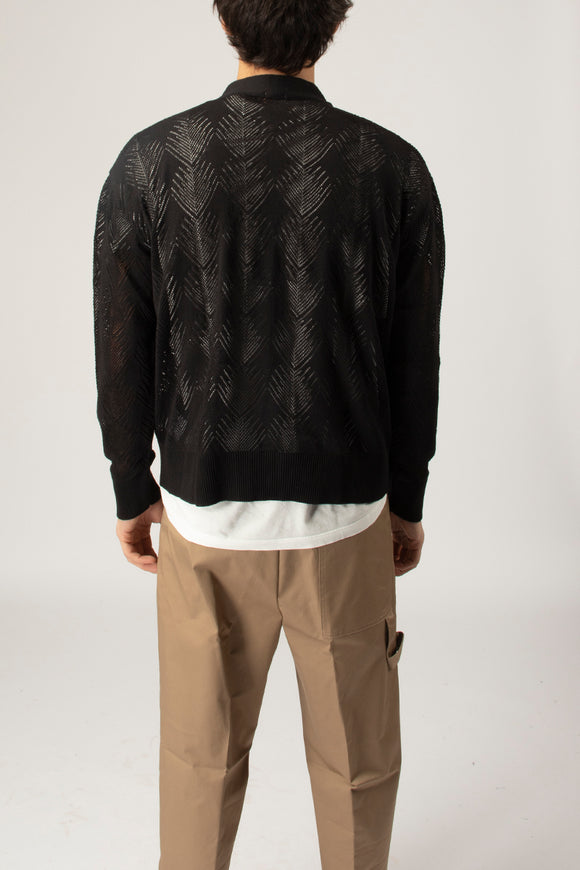  Cardigan Traforé Palma Officina 36 Uomo Nero - 5