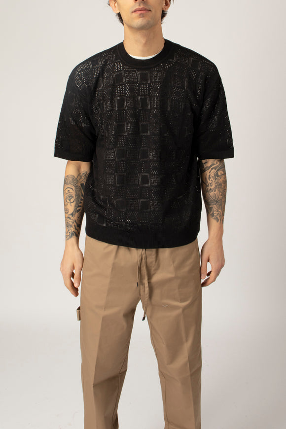  T-shirt Traforè Quadro Officina 36 Uomo Nero - 2