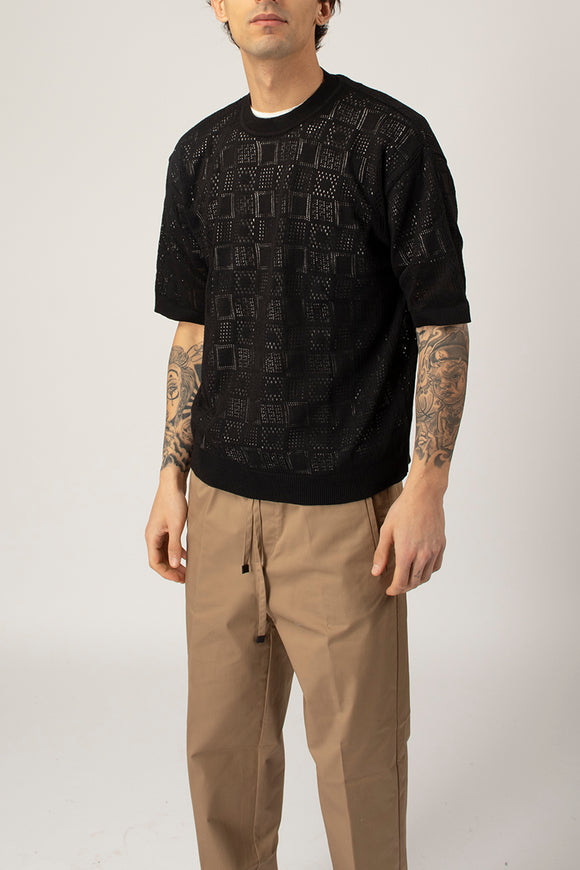  T-shirt Traforè Quadro Officina 36 Uomo Nero - 4