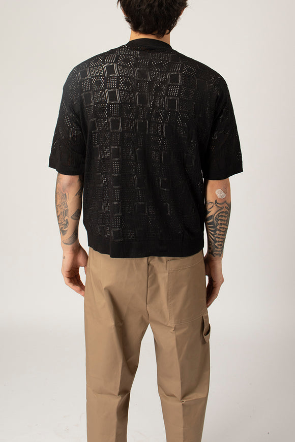  T-shirt Traforè Quadro Officina 36 Uomo Nero - 5