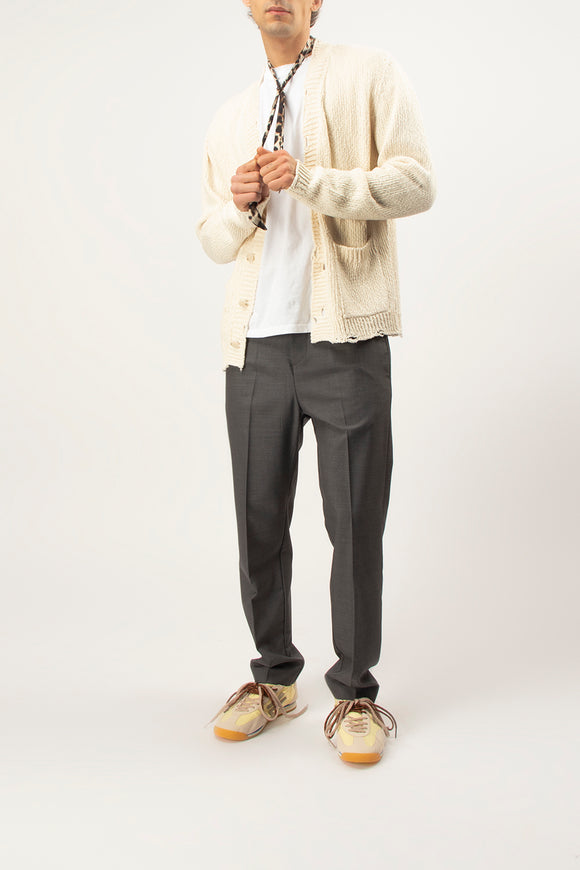  Cardigan Intrecciato Con Rotture Ciano Uomo Bianco - 3