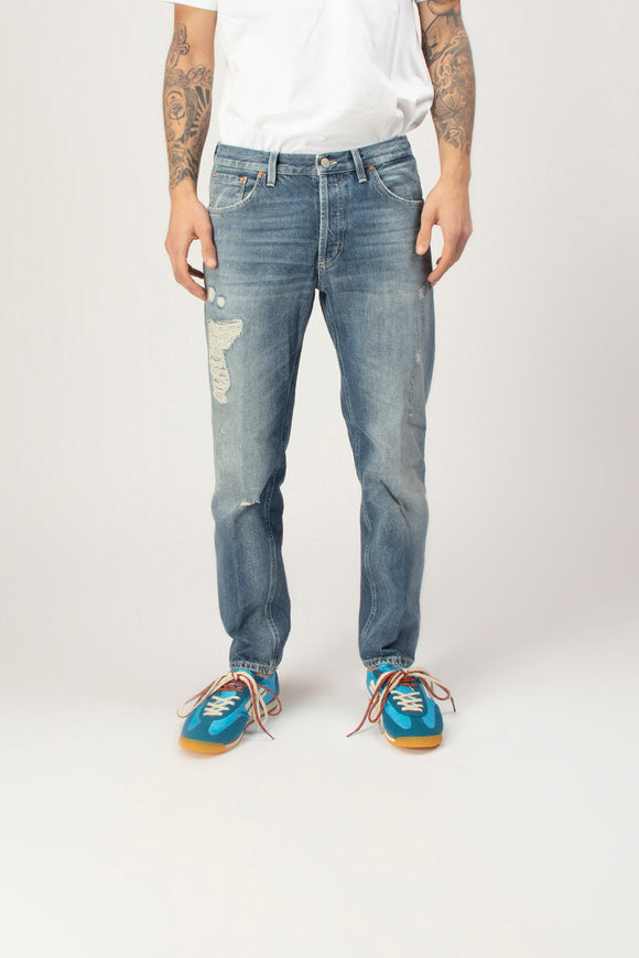  Jeans Brighton Rotture Stone Dondup Uomo Azzurro - 2