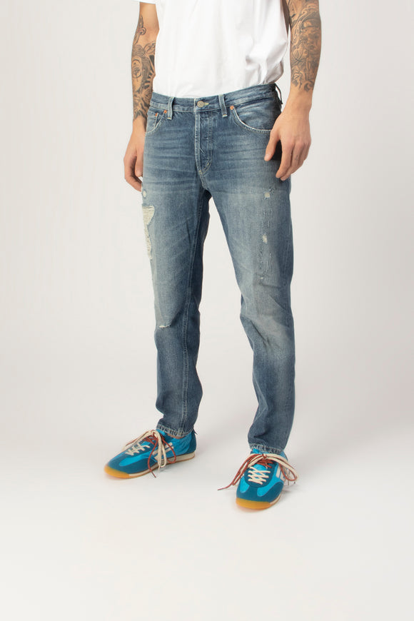  Jeans Brighton Rotture Stone Dondup Uomo Azzurro - 4