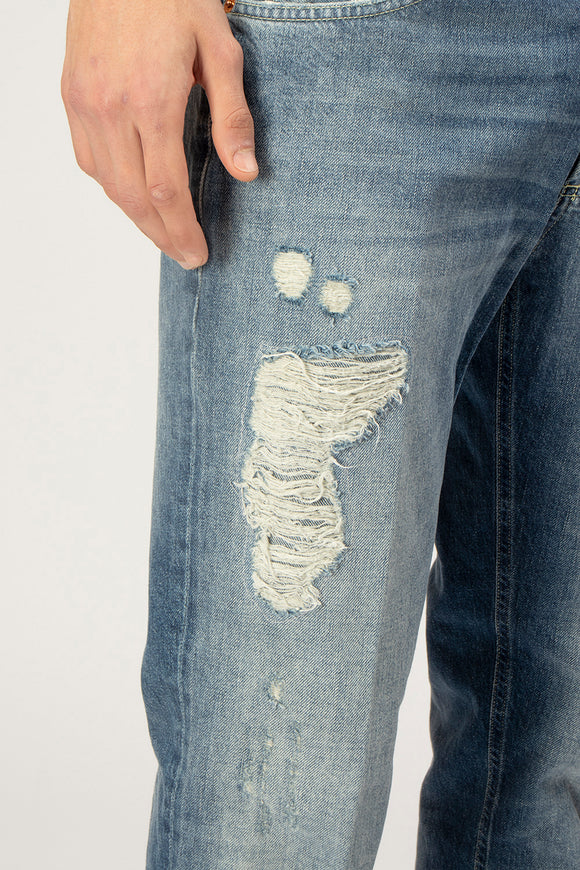  Jeans Brighton Rotture Stone Dondup Uomo Azzurro - 6