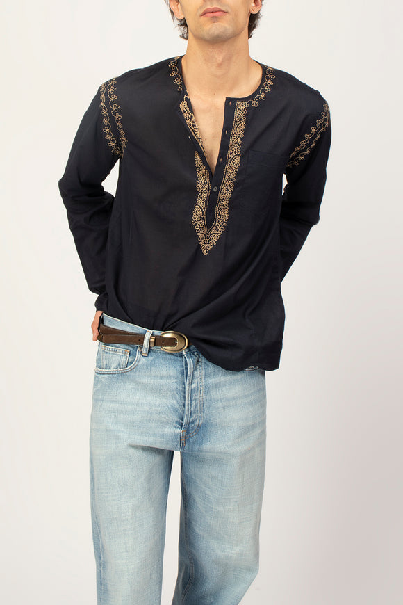  Camicia Julio Ricamo Antik Batik Uomo Blu - 3