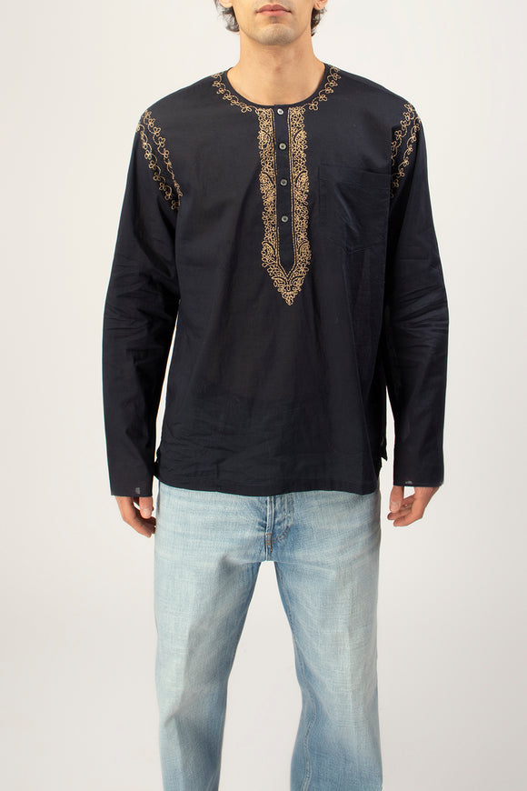  Camicia Julio Ricamo Antik Batik Uomo Blu - 2