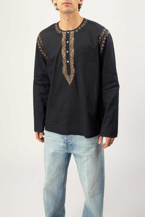 Camicia Julio Ricamo Antik Batik Uomo Blu - 4
