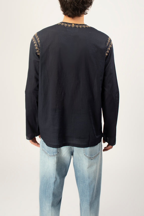  Camicia Julio Ricamo Antik Batik Uomo Blu - 5