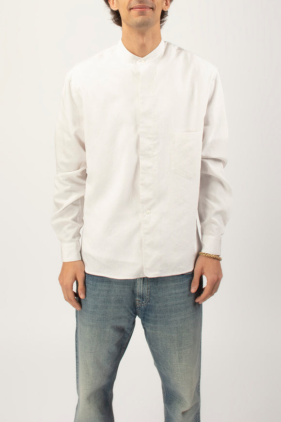  Camicia Coreana Gessata Grifoni Uomo Bianco - 2