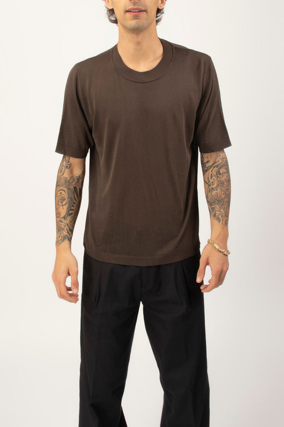  T-shirt Sottogiacca In Maglia Officina 36 Uomo Marrone - 2