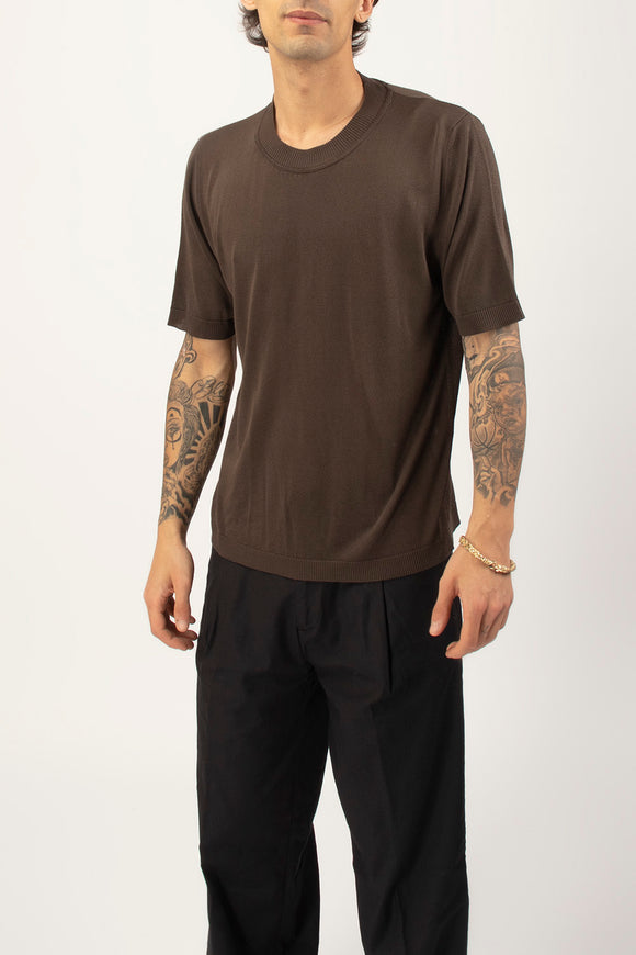  T-shirt Sottogiacca In Maglia Officina 36 Uomo Marrone - 4