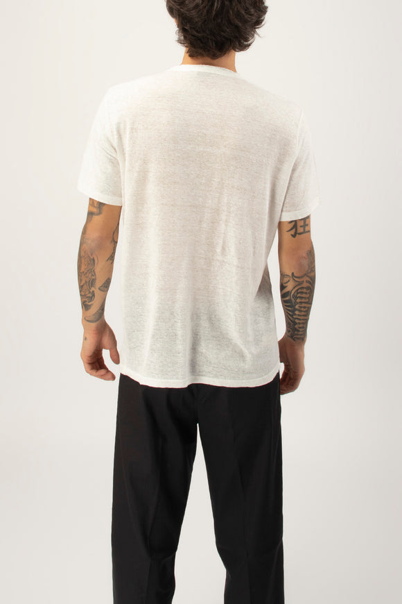  T-shirt A V Canapa Ciano Uomo Bianco - 5