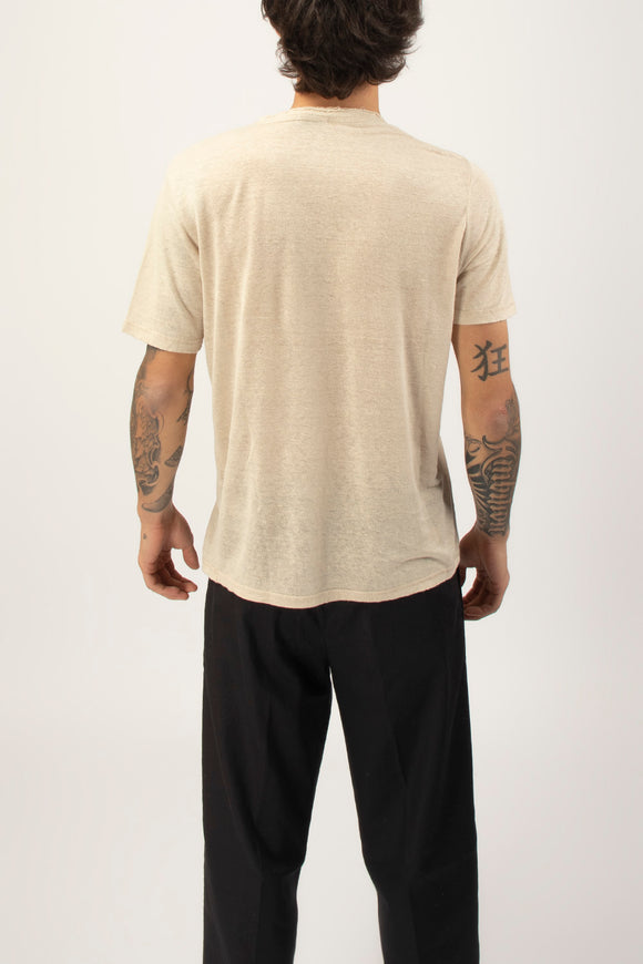 T-shirt A V Canapa Ciano Uomo Beige - 5