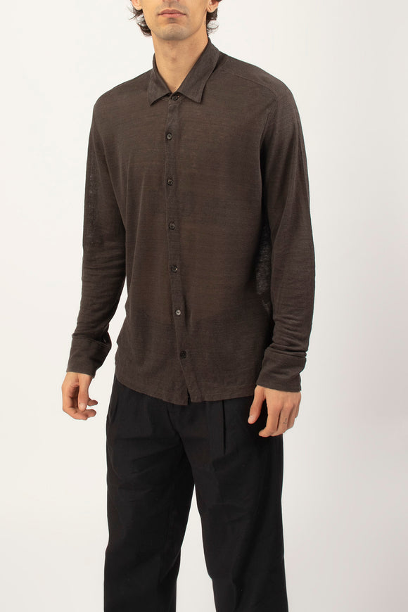  Camicia In Canapa Ciano Uomo Marrone - 4